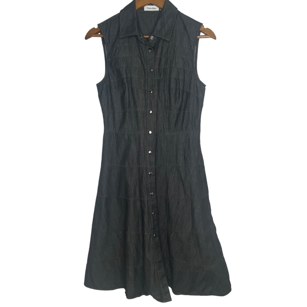 Calvin Klein Black Snap Denim Jean Dress Size 6